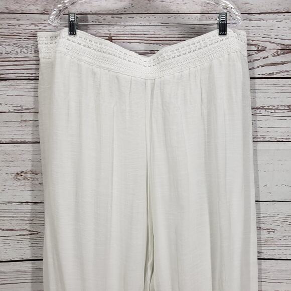 New Directions Curvy Women's White Lace Trim Flowy Pants Size 3X - Picture 3 of 11